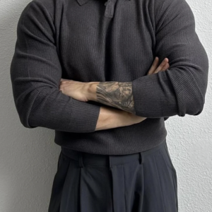 Men Striped Polo Collar T-shirt