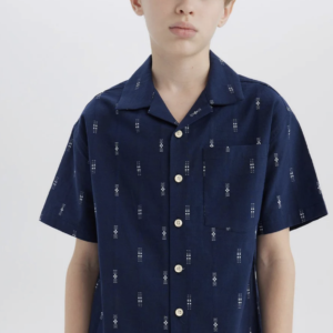 Boys Spread Collar Geometric Printed Cotton Casual Shirt