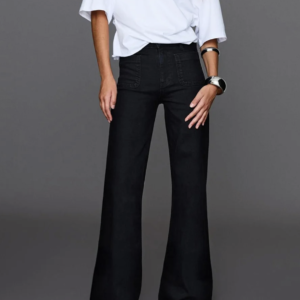Seamless wide-leg jeans with pockets