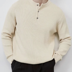 Men Striped Mandairan Collar T-shirt